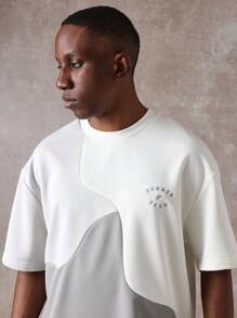 SUMWON 高级套装落肩超大T恤搭配低裆短裤运动休闲两件套街头时尚都市家居服 - 灰色 - 查看 5