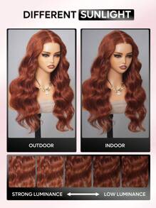 Wear&Go 无胶窗帘刘海红棕色波浪卷发雷米真人假发预拔漂白结预剪 6x5 透明蕾丝封口假发 180% 密度 - S33 - 查看 7