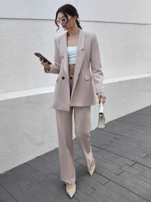 CLARA VERO Conjunto de traje elegante verde oliva para mujer