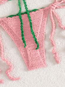 Swim Mod 女士海滩度假钩针草莓图案罩衫 - 淺粉色 - 查看 4