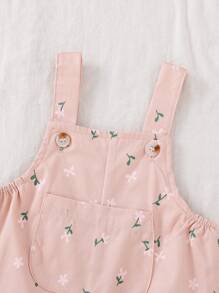 Souflis Souflis Baby Girl Infant 0-3Y Spring Summer New Arrival All-Match Versatile Daily Wear Ditsy Floral Jacquard Woven Bib Pants Jumpsuit