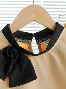 2pcs/Set Girls Summer Elegant Puff Sleeve Shirt & Pants Set