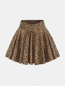 SHEIN Tween Girl Leopard Print A-Line Casual Skirt - Brown - View 3