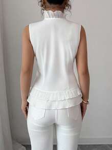 Elenzga 女士荷叶边纽扣背心吊带衫