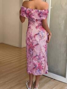 Chiquease Women's Random Floral Print Bodycon Dress, Spring/Summer - Pink - View 2