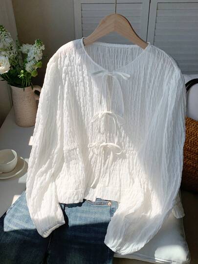 Comfortcana 女士纯色长袖衬衫，夏季时尚