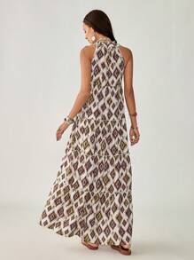 Florisole Women's Vacation Floral & Geometric Print Boho Halter Dress