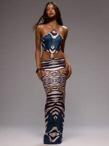 MUSERA 女士露背吊带镂空长裙，夏季可爱性感优雅度假伊比沙岛音乐节音乐会假日海滩秋季夜生活婚礼宾客优雅生日之夜约会万圣节秋季万圣节秋季派对时尚夏季长裙 - 彩色 - 查看 5