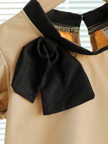 2pcs/Set Girls Summer Elegant Puff Sleeve Shirt & Pants Set