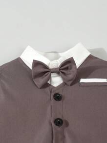 SHEIN 2 Pieces Baby Boy Formal Outfit Set, Including Vest And Pants, Excluding Shirt - Multicolor - View 6