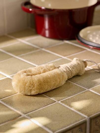 Cirelle 1pc Sisal Bath Brush, Body Scrub Back Scratcher, Mud-Removing Bathing Cleaner, Handheld Massaging Bath Brush With Hanging Hook Home Bathroom Decor Summer