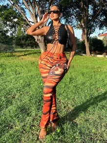 Zolique Women's Casual Regular Fit Leggings Fall Cloth For Women - Brown - View 5