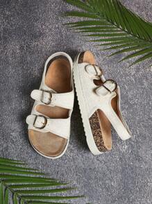 SHUZIA 女士可调节双扣带软木鞋垫拖鞋 - 杏色 - 查看 4