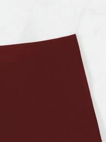 SHEIN Swim Solid Color Bikini Bottom Swimshorts For Vacation & Beach For Summer - Burgundy - View 4