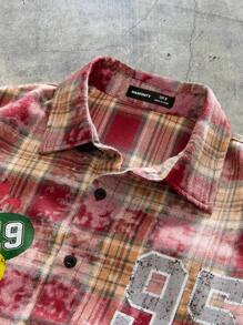 AXEPEAK Men's Loose Plaid Short Sleeve Woven Shirt, Streetwear Ready - Multicolor - View 4
