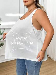 SHEIN CURVE+ Áo thun ba lỗ không tay thời trang rộng rãi thoải mái cho nữ cỡ lớn - trắng - Xem 6