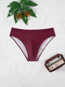 Manfinity Swimmode Men's Minimalist Fashion Swimming Trunks, Suitable For Summer - Burgundy - View 3