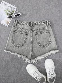 SHEIN Distressed-Jeansshorts für Teenager-Mädchen, modisch für den Sommer
