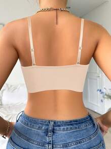 SHEIN LustreForm Áo ngực có gọng có thể tháo rời, khóa cài phía trước, nâng ngực nhỏ, dây đeo vai không dây và có thể tháo rời, mặc được trong mọi dịp, bao gồm dây đeo thường và trong suốt, gói đơn - Màu be - Xem 2