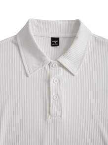 Manfinity Homme Herren lässiges, vielseitiges Poloshirt mit einfarbiger Kurzarm - Weiss - Übersicht 2