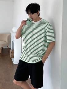 DAZY Parte superior de ropa de estar cómoda con diseño de rayas para hombre