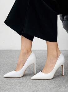 CUCCOO BIZCHIC New Versatile Pointed Toe High Heel Shoes For Women For Christmas - White - View 5
