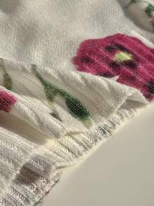 SHEIN EZwear Plus Size Casual Floral Print Knit Sweater