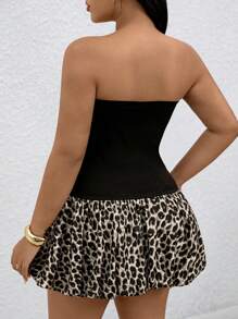 Đầm ôm sát mini họa tiết da báo không dây thời trang dành cho nữ - Nhiều màu - Xem 2