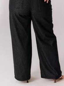 Aralina Plus Size Casual Washed Vintage Loose Fit Jeans - Black - View 2