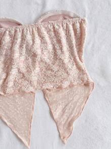 Soleia 性感休闲扭结花卉提花针织女式衬衫 - 淺粉色 - 查看 6