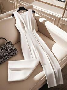 Franclia 女士优雅白色无袖连体裤，春夏