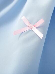 SHEIN Playful Pals Baby Girls Sleeveless Chiffon Dress, Fashion Cute Bowknot Print Sky Blue Summer Sundress