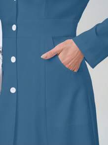 TaskEZ Lab Coat/Technician Workwear With Lapel Collar And Open Front - Dusty Blue - View 5