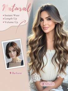 Human Hair Clip In Hair Extensions, Balayage Chocolate Brown Mixed Caramel Blonde 120g Hair Extensions Real Human Hair Straight Remy Hair Dark Roots Ombre 18-24 Inch 7pcs - S4/27/4 - View 8