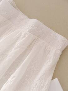 CosyJoli Plus Size Textured Embroidered White Cloud Pattern Casual Vacation A-Line Skirt