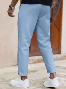 Manfinity Homme Pantalones casuales de unicolor de corte recto y ajustados para hombre