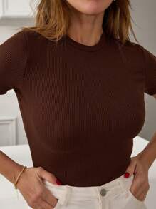 SHEIN Body casual de mujer de color marrón con textura
