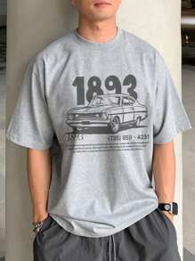DAZY Summer Men's Gray Car & Letter Print Racing Style T-Shirt - Grey - View 4