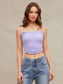 WESTFADE Sommerliches geschmücktes, gewebtes Top mit herzförmigem Ausschnitt, niedlicher Rosette vorne und Rüsche, Western-Bandeau-Stil für Frühlingsferien in Nashville