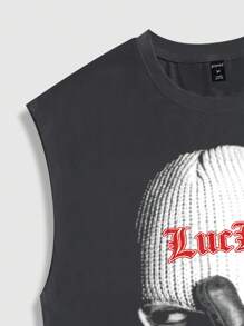 ROMWE MEN Street Life Camiseta de tirantes de verano con estampado de retrato para hombre