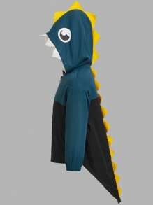 SHEIN Veste À Capuche Applique Mignonne Et Confortable, À Motifs De Blocs De Couleurs Et De Dessins Animés Pour Garçons En Hiver