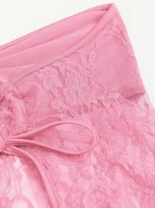 EgrlEra Women's Lace Splice Tube Top Y2K  - Baby Pink - View 5