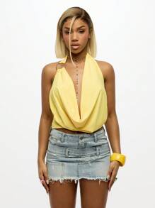 SUMWON WOMEN Multi-Layered Deconstructed Raw Hem Denim Mini Skirt, Y2K Fashion Three-Tier Design, Distressed Festival Summer Club Party Streetwear