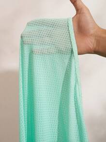 Slaydiva Plus Size Seafoam Green Tie-Waist Maxi Dress With Slit, 2 Pieces Set, Elegant For Spring/Summer Vacation