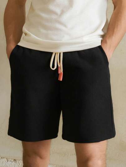 Manfinity VCAY 男士编织短直腿休闲短裤，适合夏季日常穿着