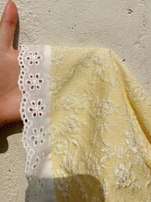 Sunnyshic Áo hở lưng ren dễ thương cho nữ - Màu vàng - Xem 5