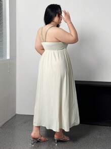Celure Plus Size V-Neck Backless Elegant Sleeveless Dress For Spring And Summer