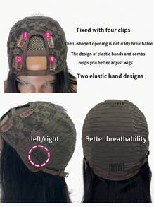 U 部分人发假发波浪 U 部分假发人发适合无胶假发人发夹升级自然假发初学者友好中分 - Natural Black - 查看 9