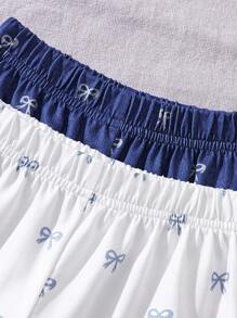 2pcs/Set Baby Girl Spring&Summer Casual Style Bowknot Printing Long Pants - Multicolor - View 5