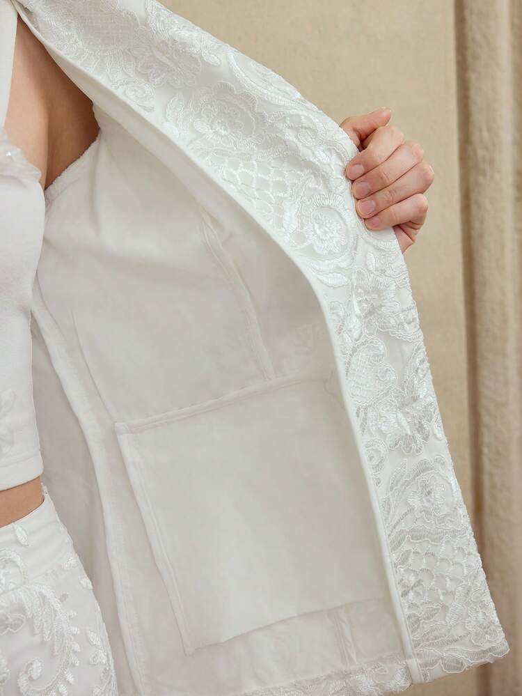 ELEGANT SHEER TULLE DETAILED BLAZER JACKET